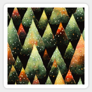 Retro Christmas Tree with Lights Watercolor Seamless Design Sticker